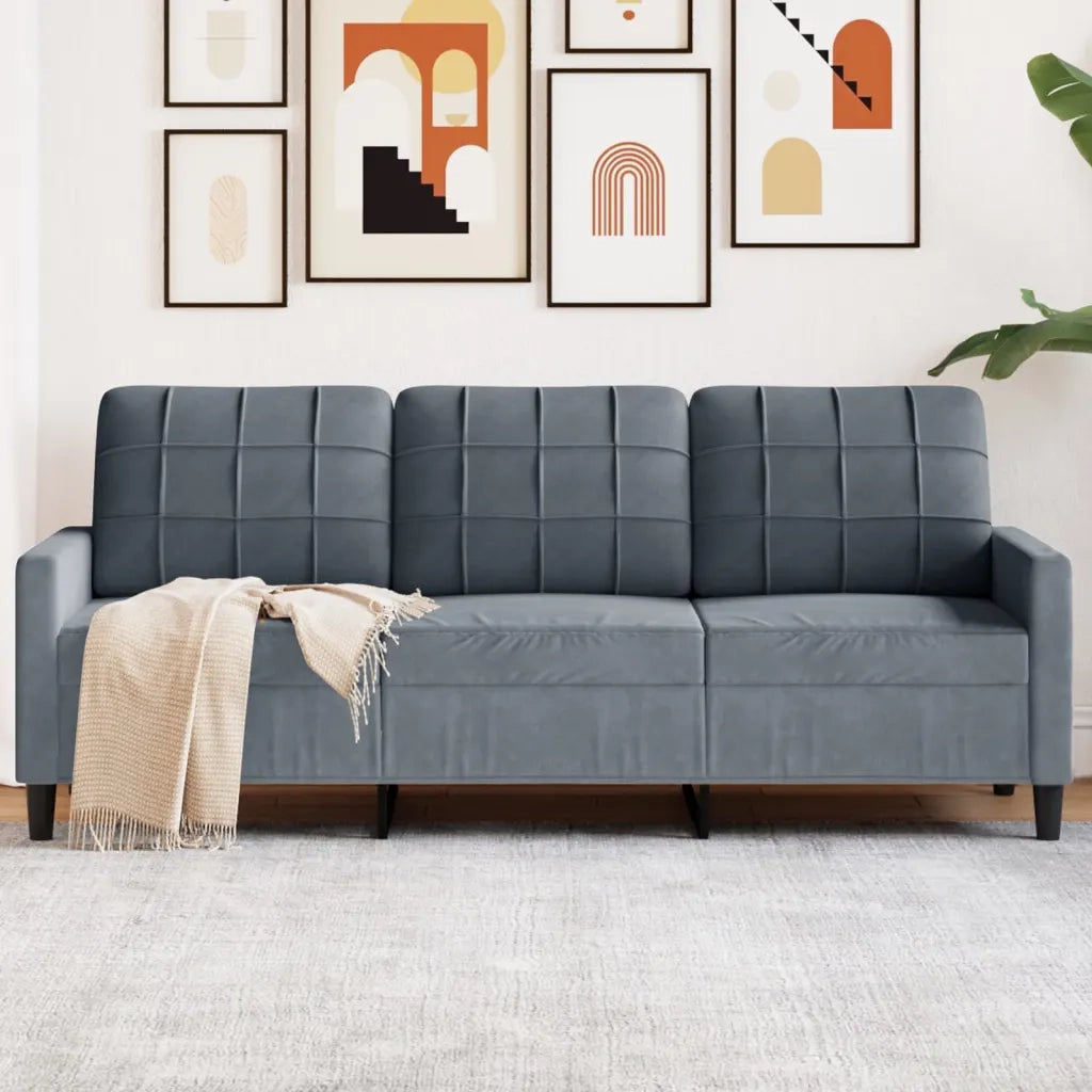 Divano a 3 Posti Grigio Scuro 180 cm in Velluto 4007635