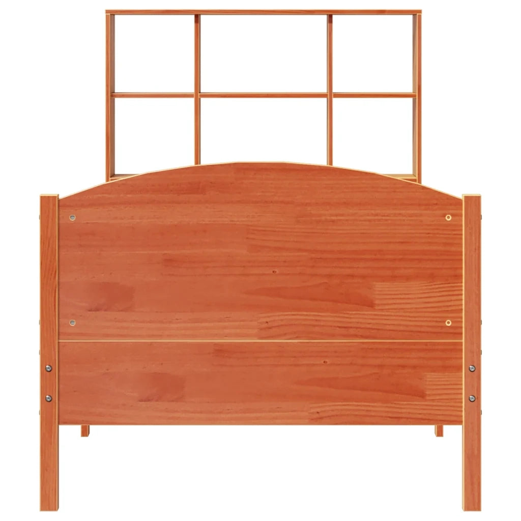 Letto Libreria senza Materasso Marrone Cera 100x200 cm in Pino 3323121