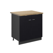 Vicco Mobiletto base per cucina Nero a righe 80 cm , PL Rovere