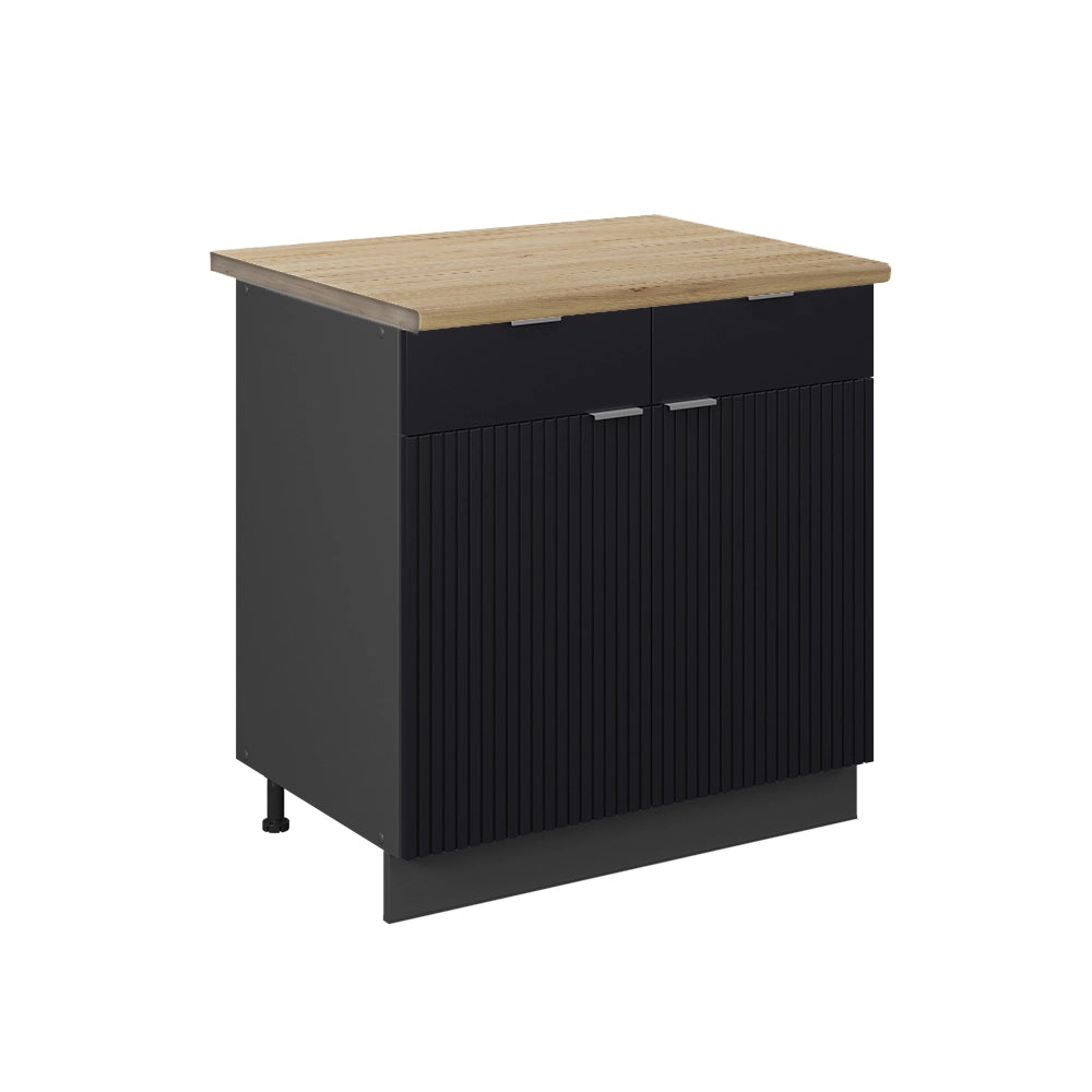Mobiletto base per cucina Fame-Line Nero rigato/Antracite 80 cm, PL Rovere Vicco
