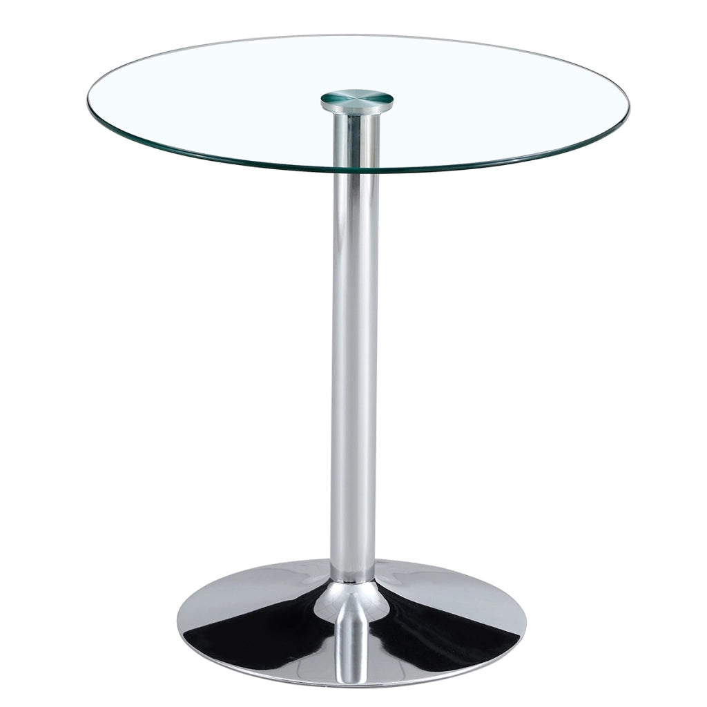 Tavolo da bistrot in vetro trasparente con base in metallo, per home bar e locali, diametro 89 cm, altezza 92 cm
