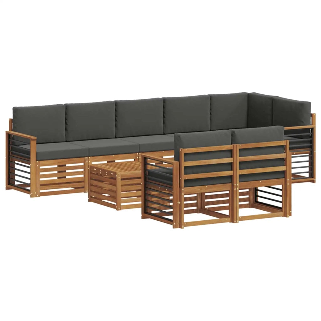 Set divani 9 pcs Naturale e Antracite Legno di Acacia Massello 3375062