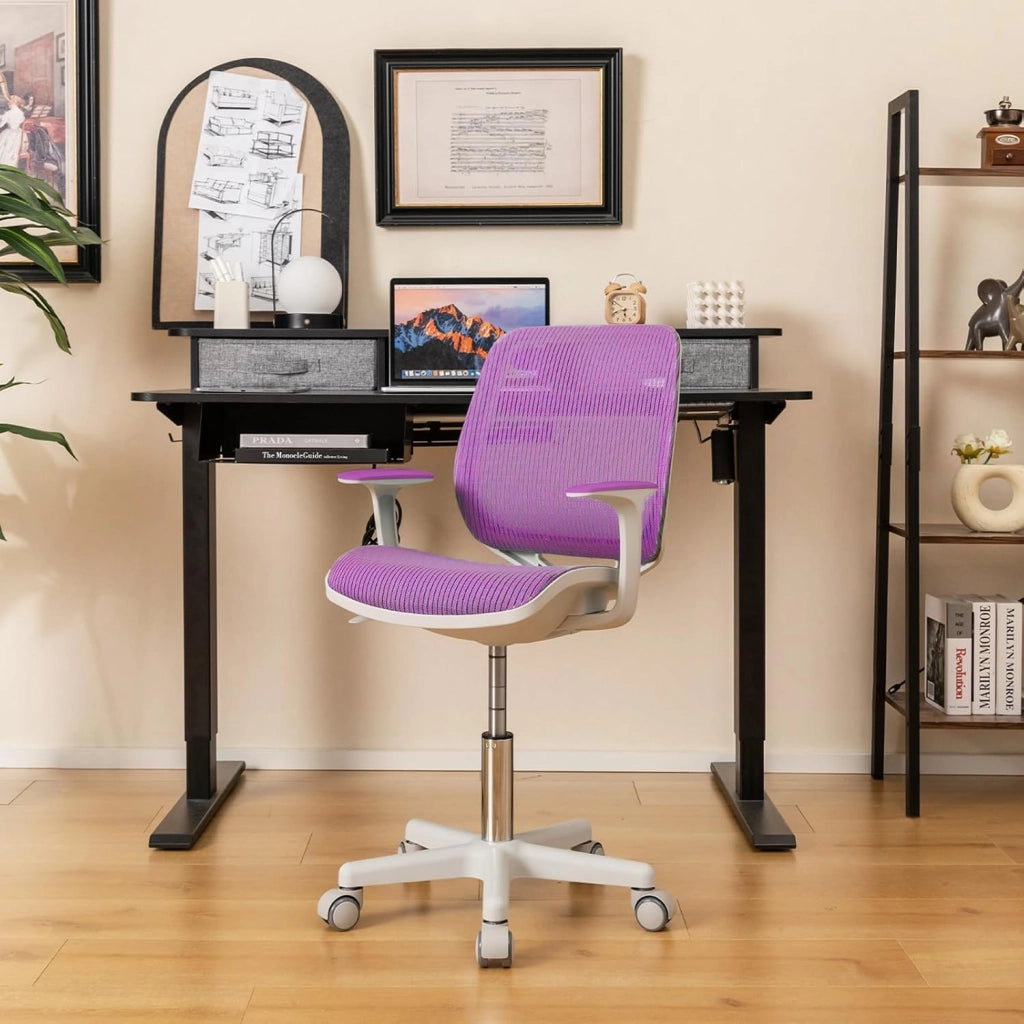 Sedia da Scrivania Girevole per Bambini (Viola, Ruote Ordinarie) | con Altezza Regolabile, 5 Ruote, Braccioli Morbidi, Mobile Ergonomica per Bambini 6-15 Anni