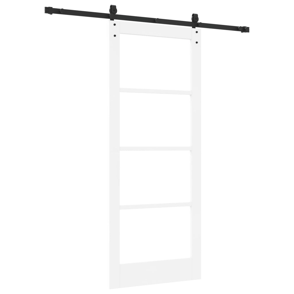 Porta scorrevole  con set di accessori bianca 83x202 cm in legno massiccio di pino