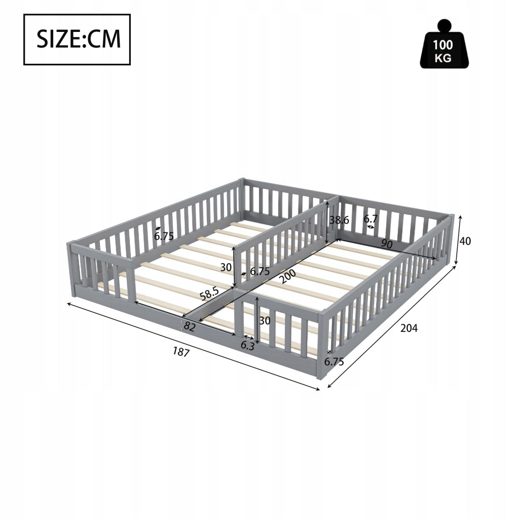 Letto a pannelli 90x200 - Xylo - Grigio con sponda