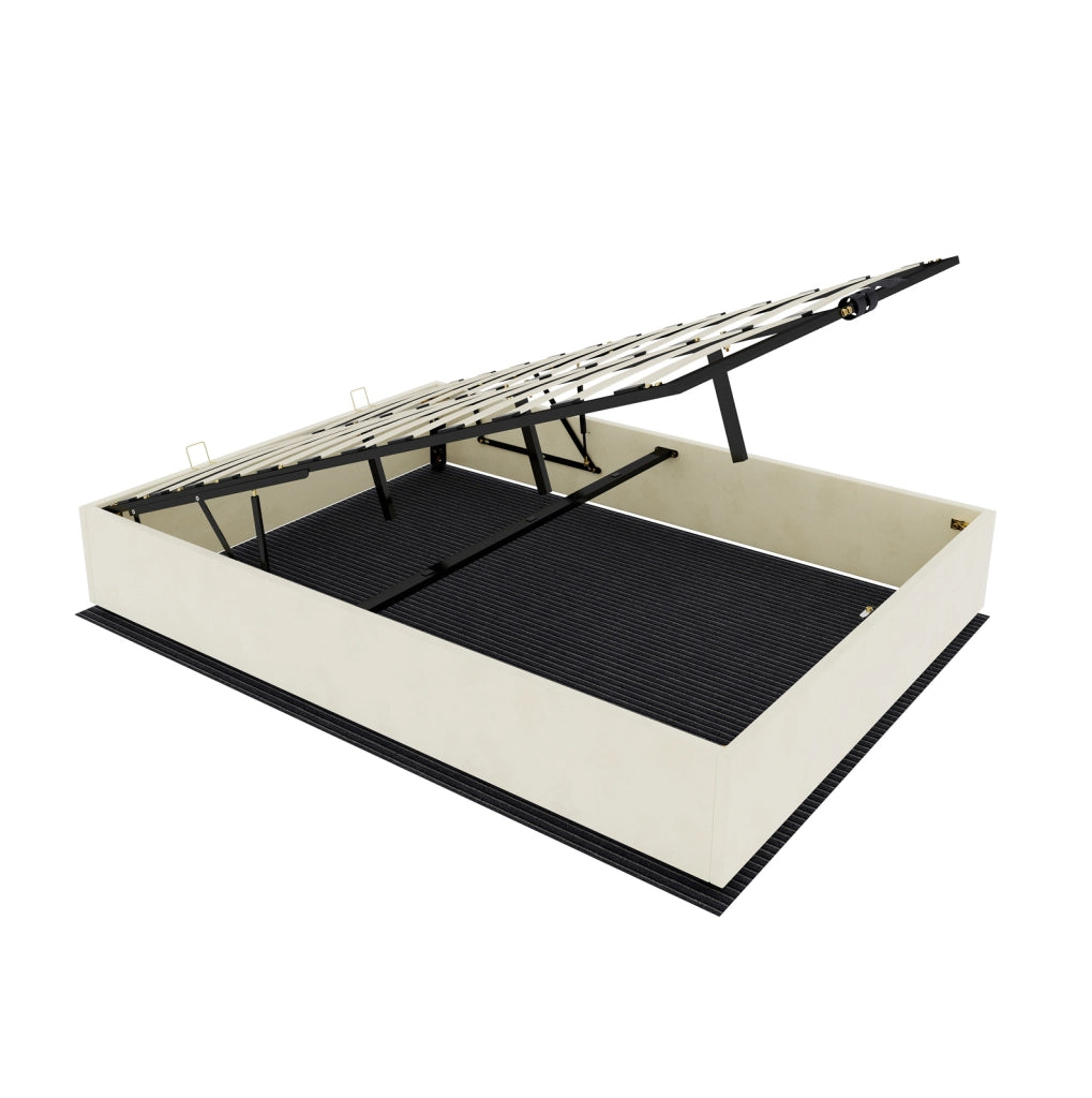Rete letto matrimoniale 140x200 cm in tessuto e metallo, beige