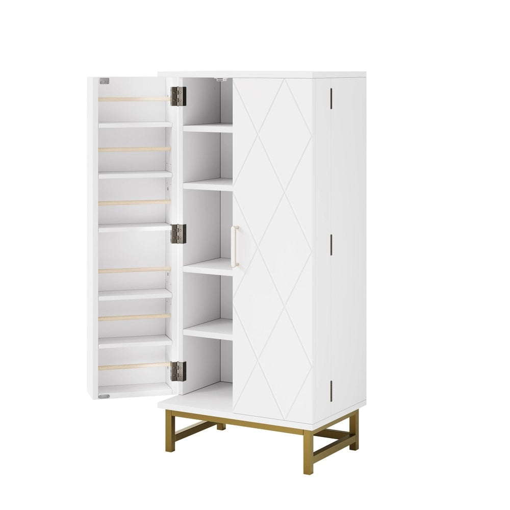 Credenza salvaspazio con ripiani regolabili ¨C Minimal ¨C bianco e oro truciolato