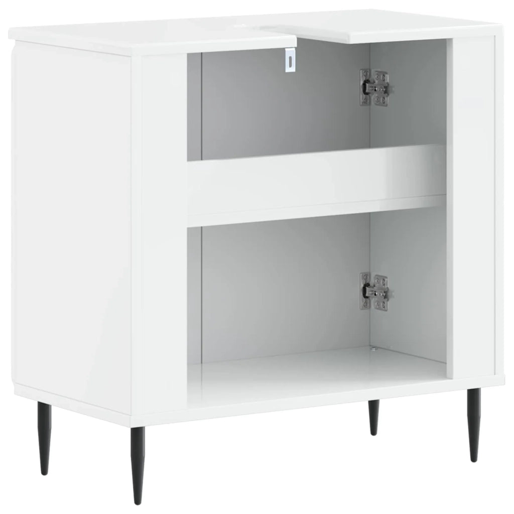 Armadio per Lavabo da Bagno ZWOLLE Bianco Lucido 896349