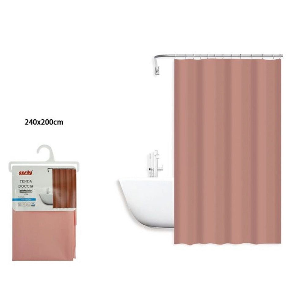 Trade Shop - Tenda Doccia Antimuffa Impermeabile Peva 240 X 200cm Con Anelli Bagno Rosa 79711 -