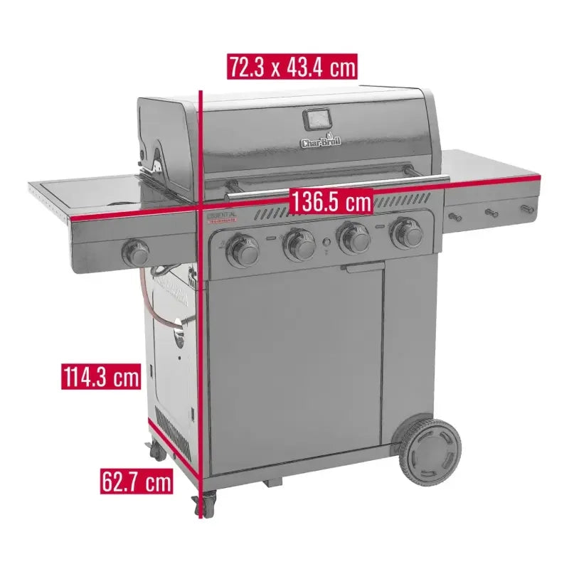 Barbecue a gas Char-Broil Essential 4 G con 4 bruciatori. griglie in ghisa