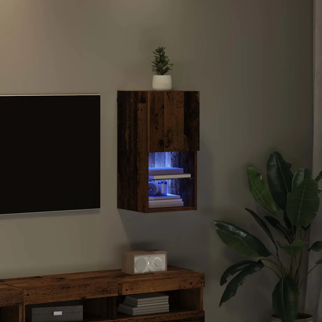 Mobile TV da Parete con LED Legno vecchio 30,5 x 30 x 60 cm