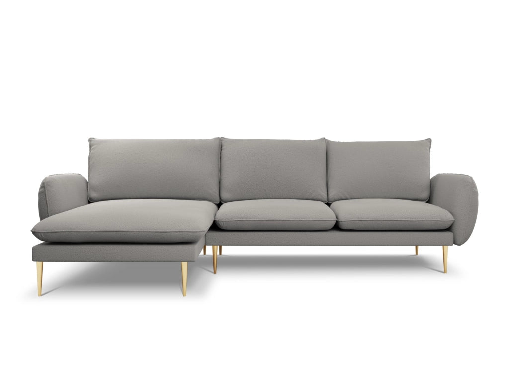 Cosmopolitan Design - Divano angolare sinistro "Vienna" 5 posti in bouclé grigio 