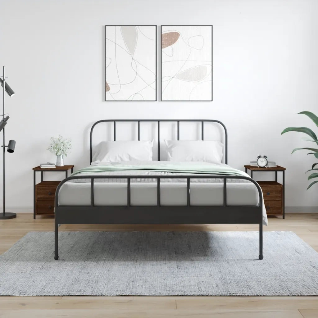Set di 2 Comodini | Armadio da Notte | Mobiletto da notte Rovere Marrone 34x35,5x50 cm in Legno Multistrato