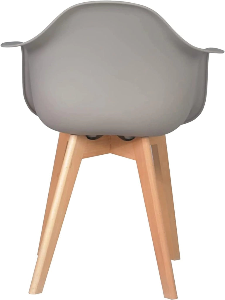 Set di 6 Sedie da Sala da Pranzo con Braccioli, Sedie da Cucina Stile Moderno Poltrone, Gambe in Legno Massello di Faggio, Grigio