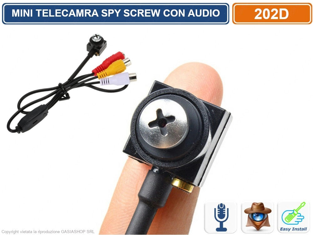 MINI TELECAMERA SPY SCRAW CCD SONY 1/3 650TVL 3.7MM MICROFONO INCORPORATO
