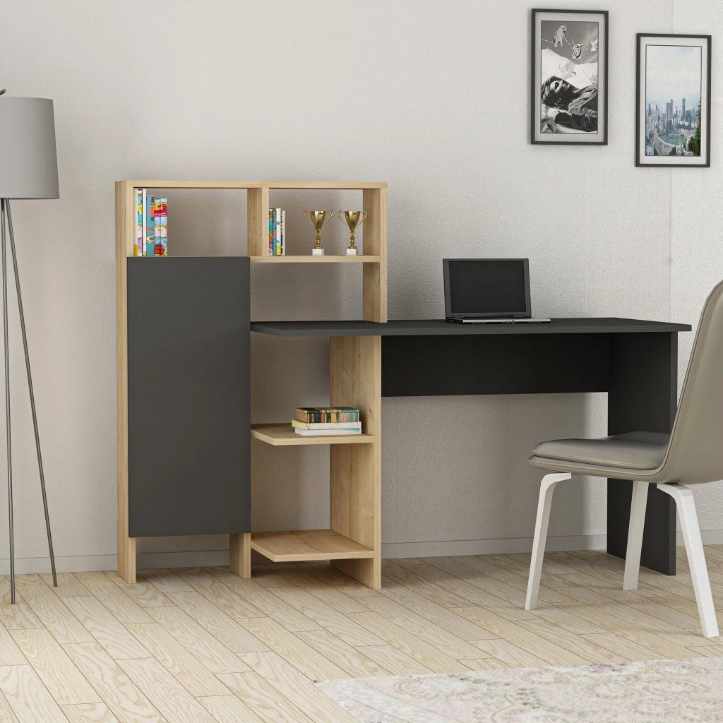Cremella, Scrivania 6 Ripiani, 136x60x112h cm Nero Antracite