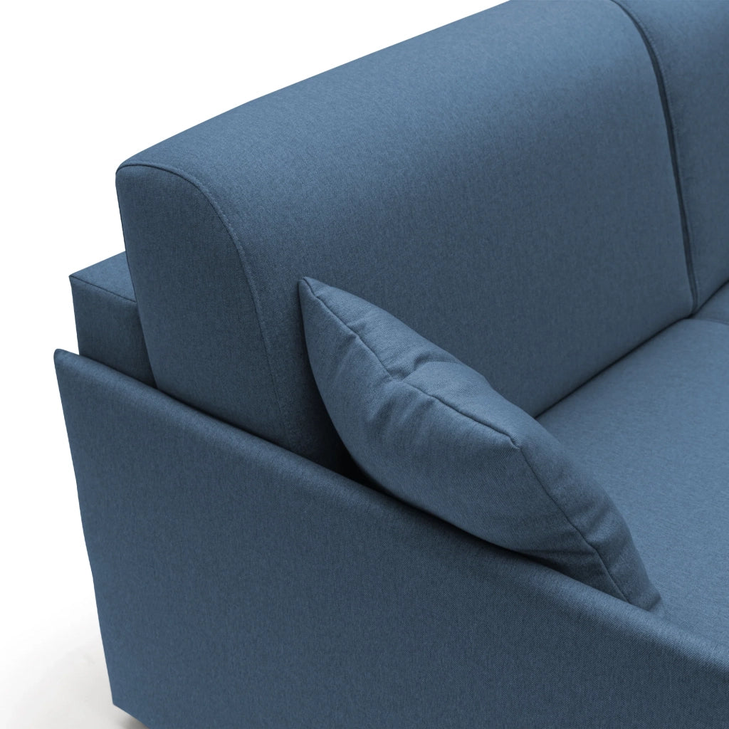 Evans Divano letto angolare con penisola in morbido tessuto impermeabile T13 272 cm Destro (mat. 160x197)  blu