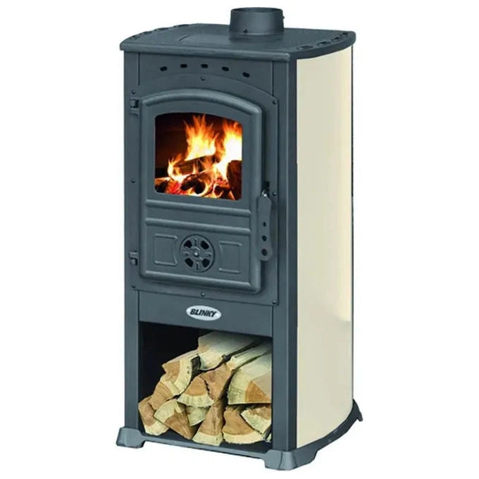 Blinky stufa a legna Zar Modena, 7,3 kW, rendimento 78,7%, riscalda fino a 130 m³, vetro ceramico panoramico, 4 stelle