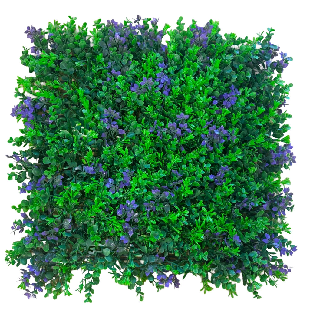 Pannelli Verde Verticale 50×50 cm Ultra-realistici e folti, per interno/esterno BOSSO E FOGLIE VIOLA - Eternal Parquet