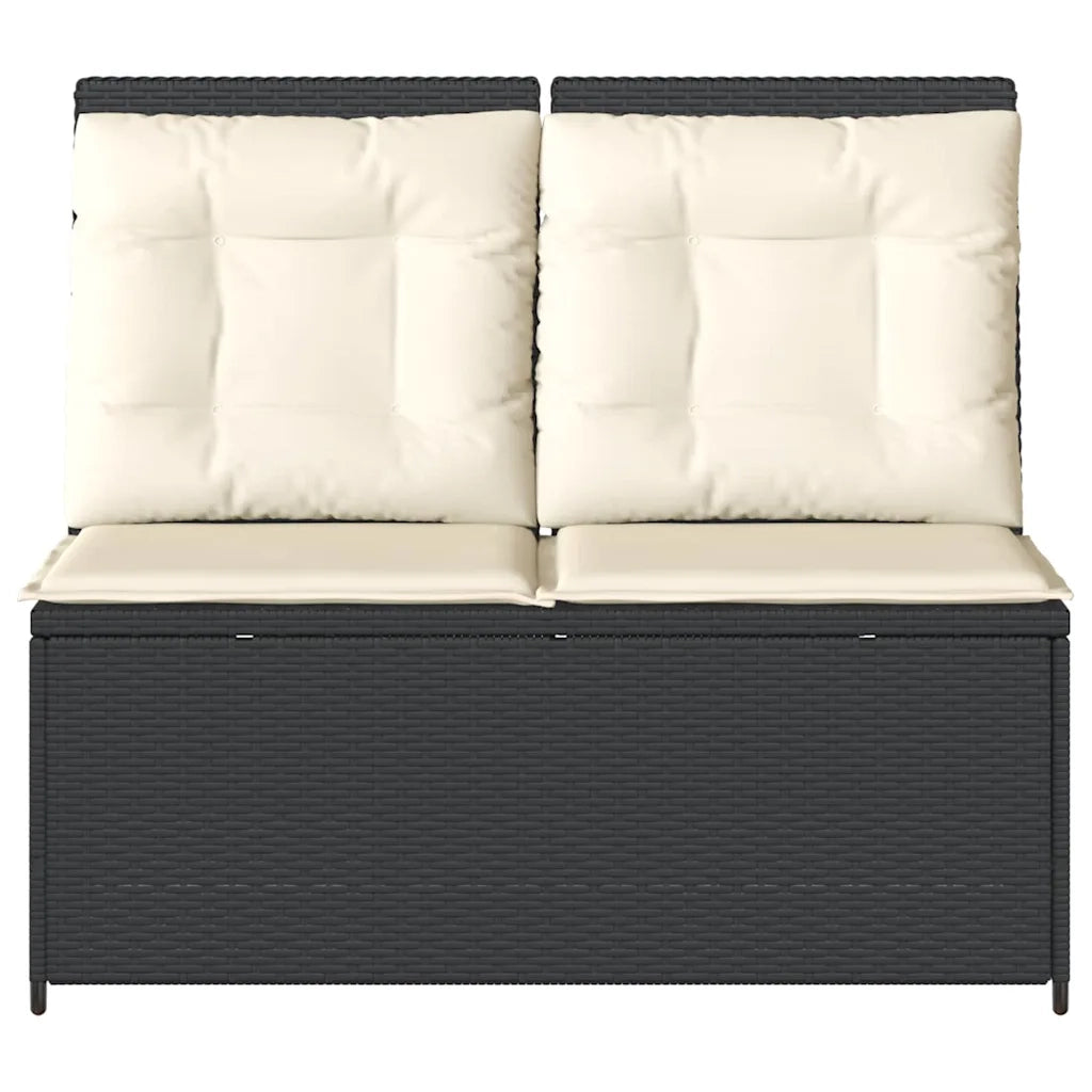 vidaXL Panchina da giardino con cuscino Nero Poly Rattan