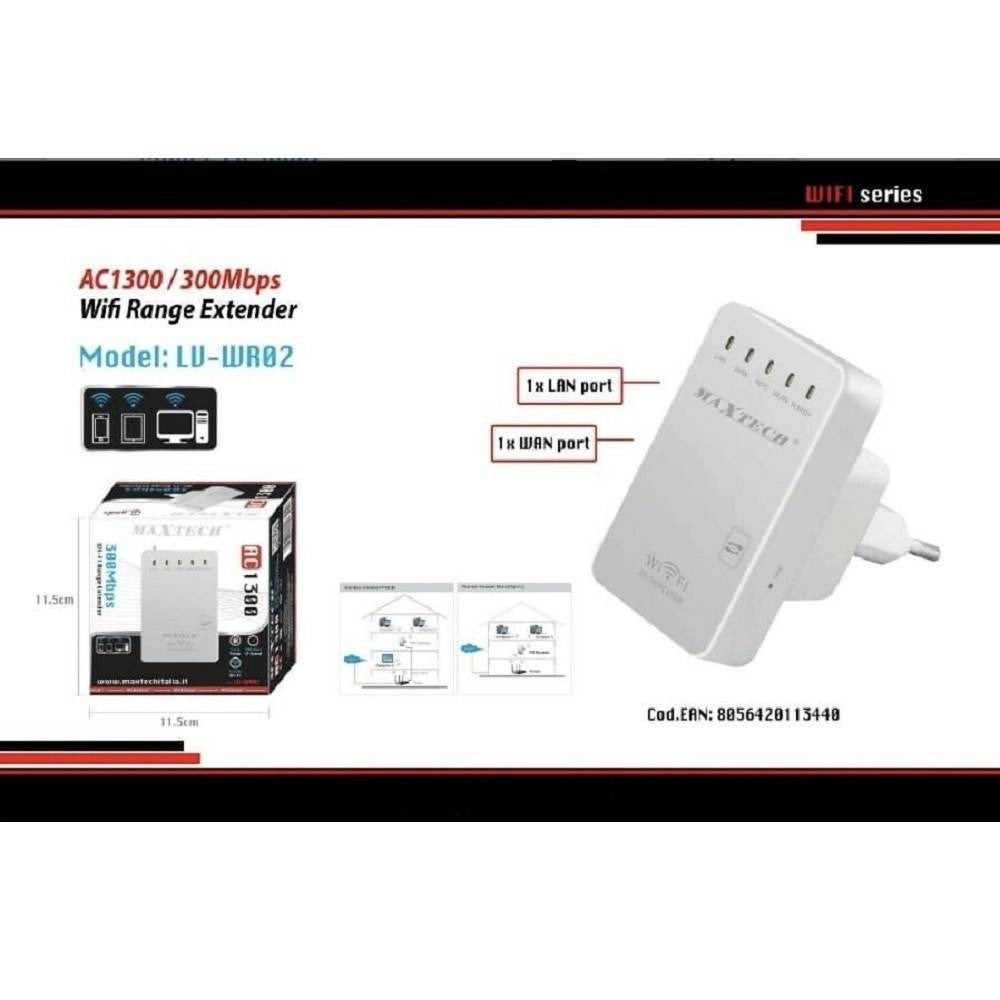 Trade Shop - Ripetitore Segnale Wireless Wifi Amplificatore Range Extender Lan Maxtech Lv-wr02 -