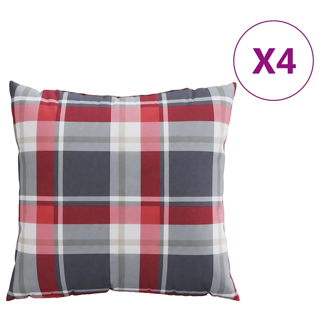 Cuscini per divano 4 pz Rossi a Quadri 60x60 cm in Tessuto 377797
