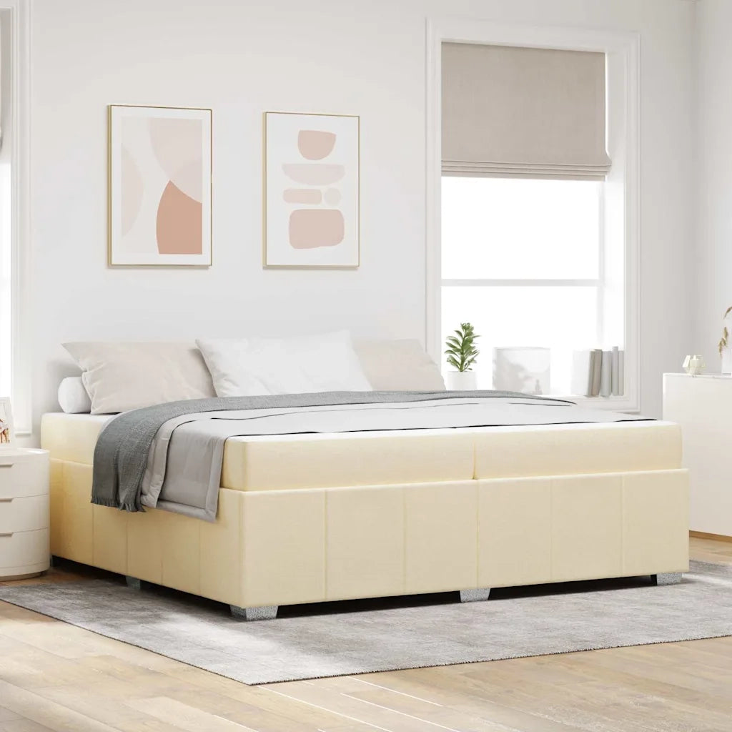 Struttura del letto con materasso Crema 200 x 200 cm Tessuto 3398312