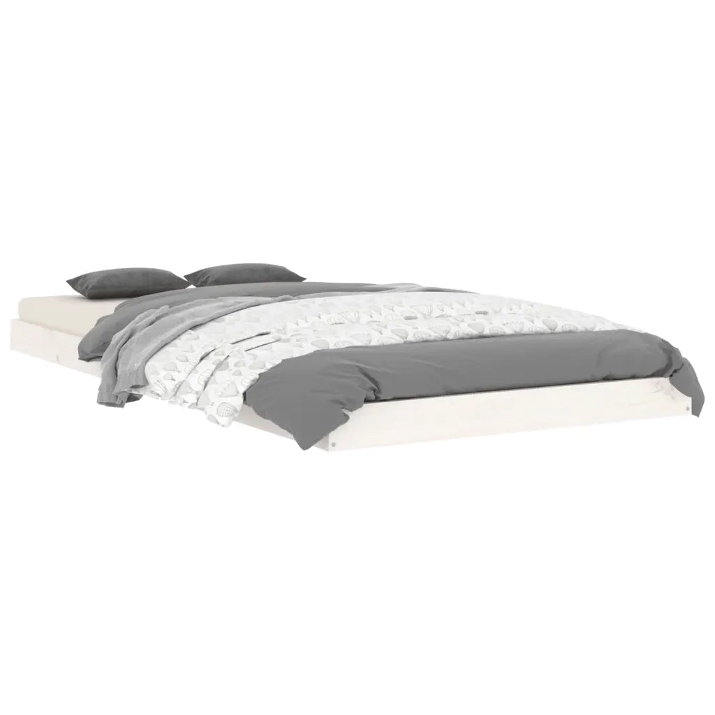 Letto singolo | Letto per adulti | Giroletto Bianco 90x190 cm Single in Legno Massello di Pino