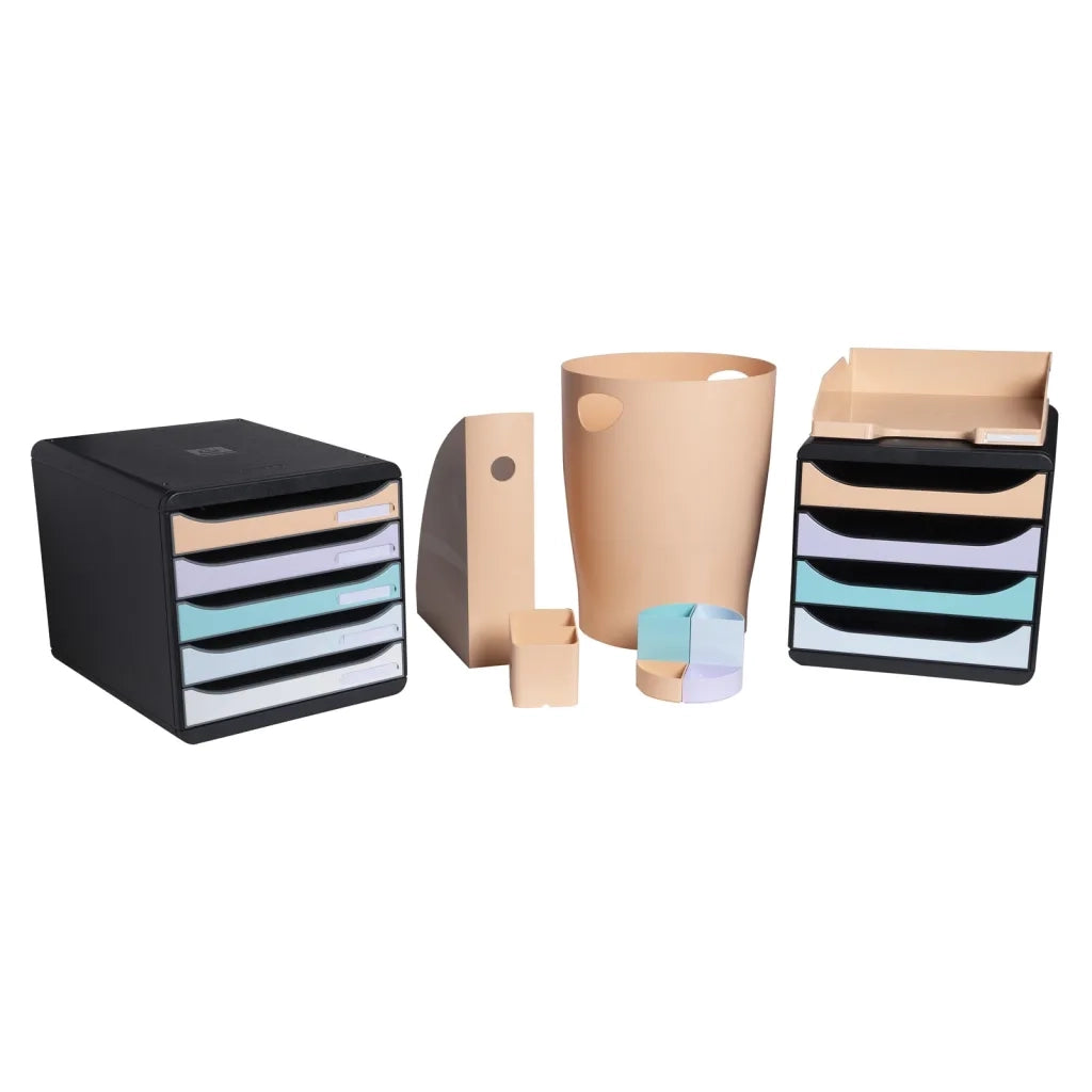 Exacompta Set Cassetti da Scrivania Big-Box "Aquarel" con 4 Cassetti 444584