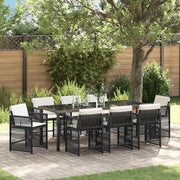 Set da Pranzo per Giardino 9 pcs Nero polyrattan 3380772