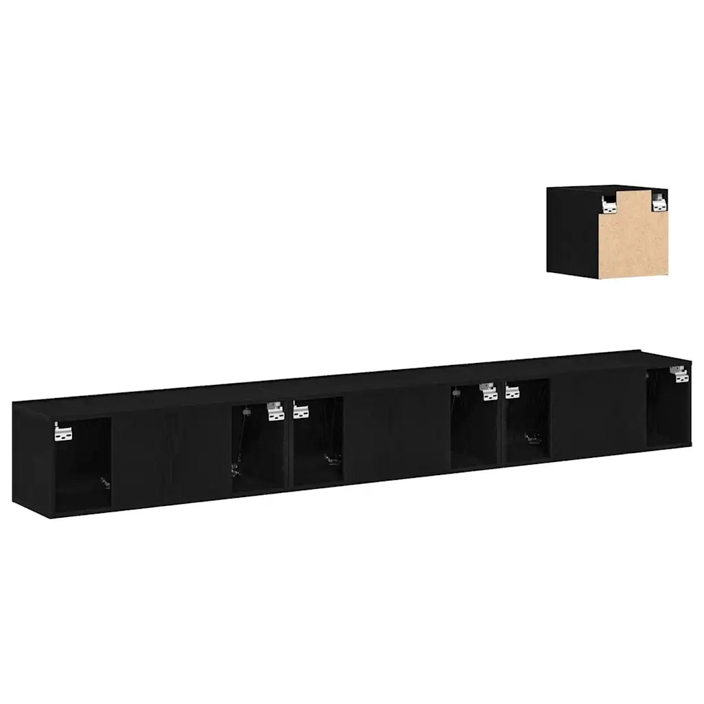 Set mobile TV Montaggio a parete-Credenza per TV Rovere Nero Legno multistrato 569406