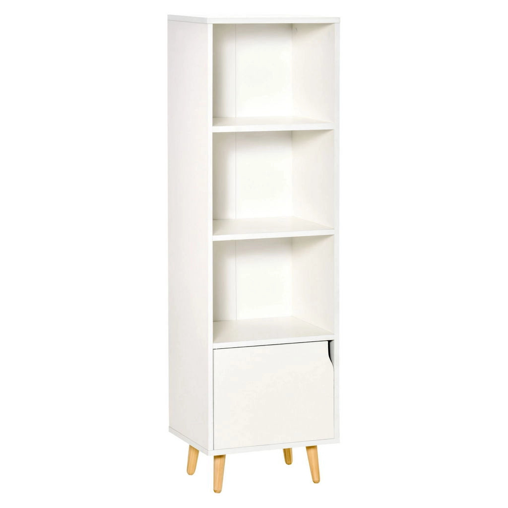 SCAFFALE LIBRERIA CON 3 RIPIANI E ARMADIETTO IN LEGNO 40X30X129.5CM BIANCO