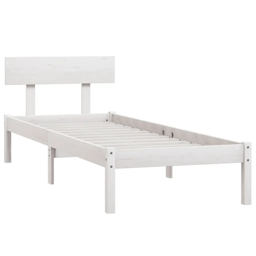 Giroletto-Struttura Letto Bianco in Legno Massello di Pino 90x200 cm 976441