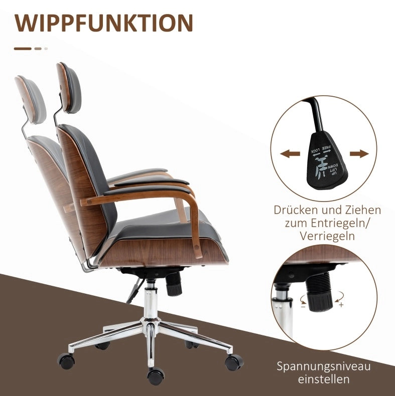 Sedia da ufficio ergonomica con poggiatesta removibile nera