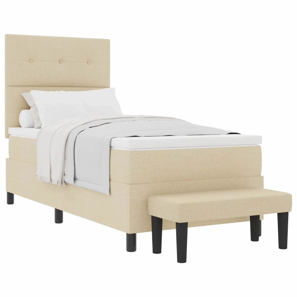 Letto a molle con materasso Crema 90 x 190 cm Tessuto