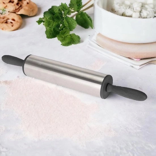 Rullo per impastare in acciaio inossidabile con maniglie in plastica - pasta per pizza pasta di fondant pasta di torta pasta di caramella colore antracite