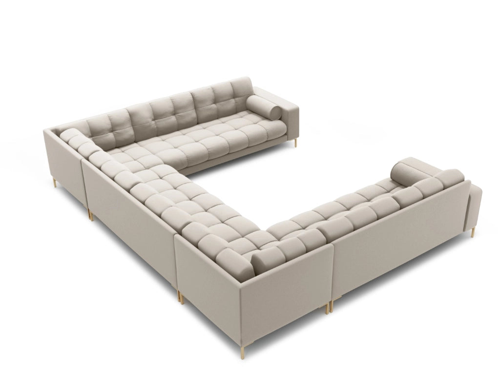 Cosmopolitan Design - Divano panoramico "Bali" 9 posti in tessuto strutturato beige 