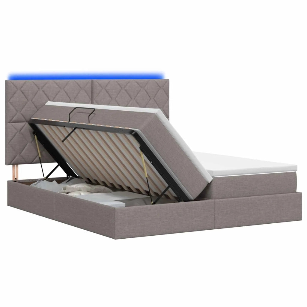 Letto con contenitore LED e materasso Tortora 180 x 200 cm 3460245