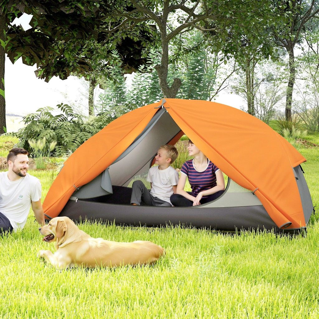 Tenda da Campeggio 2 Posti con 2 Vestiboli ¨C Zephmum ¨C Arancione 280x225x110 cm