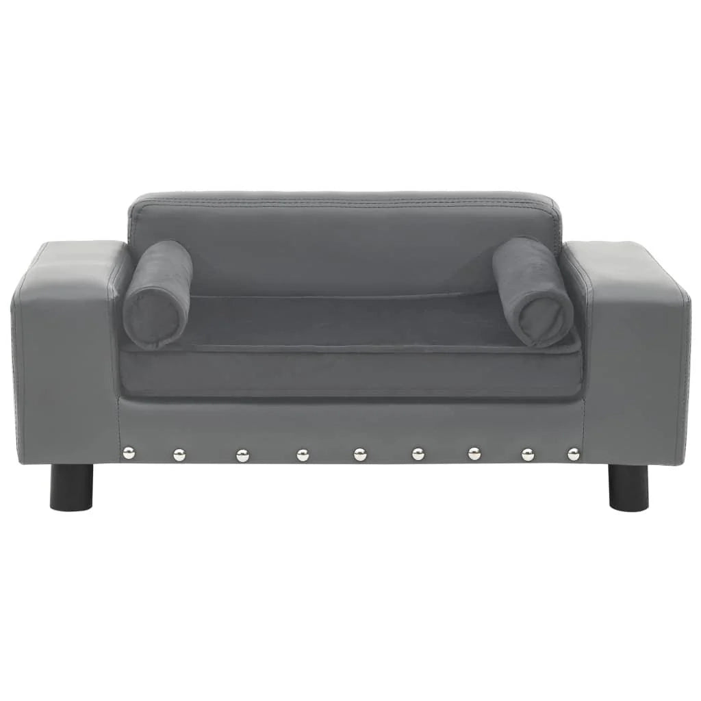 Divano per cani 81 cm in peluche e sintetico grigio 02_0000157