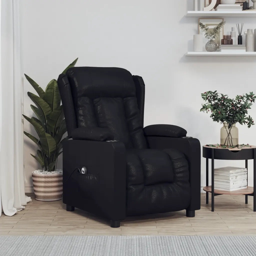 Poltrona | Sedia Relax Reclinabile Elettrica Nera in Similpelle