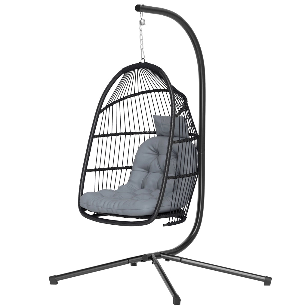 Sedia a Dondolo Uovo con Supporto e Cestino ¨C Minimal ¨C Grigio
