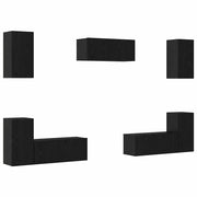 Set mobile TV 7 pz | Armadietto TV | Mobile Porta TV Rovere Nero Legno multistrato