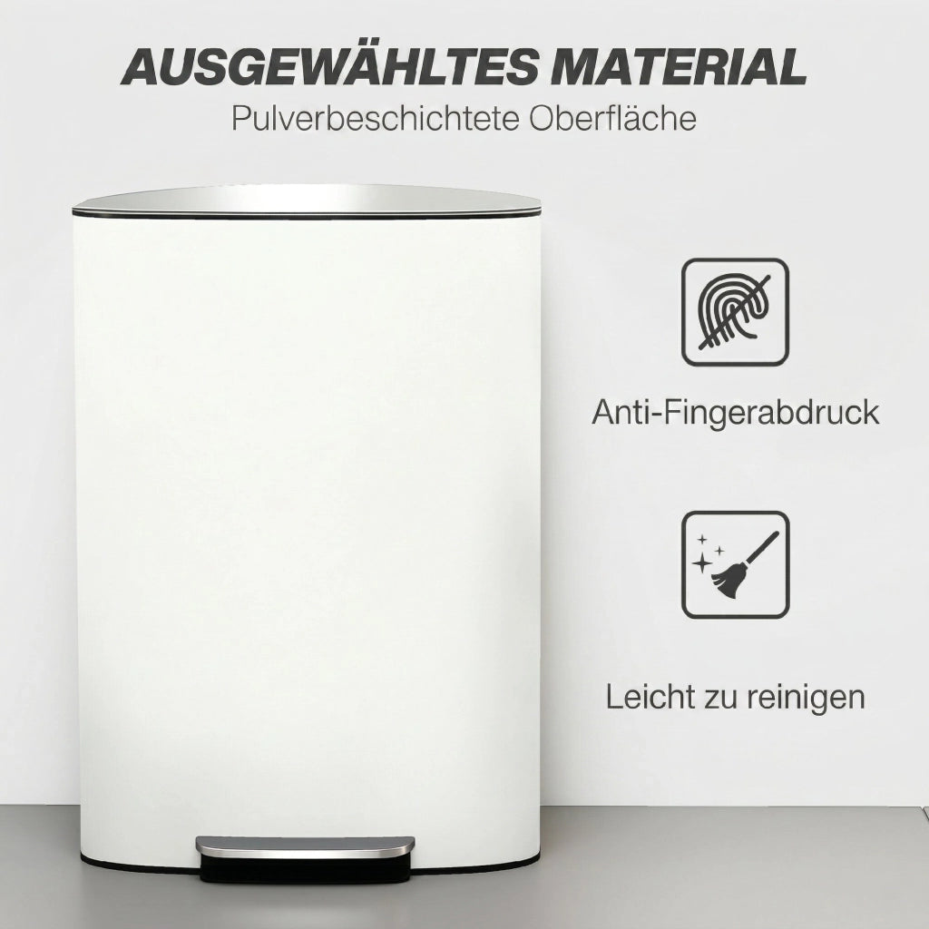 Cestino per Rifiuti 50 Litri ¨C zephmum ¨C Pedale, Coperchio Soft-Close, Colore Bianco