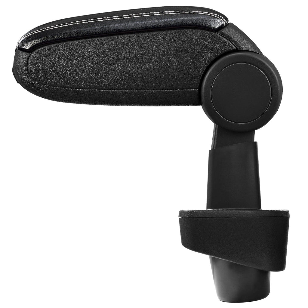 Bracciolo centrale per Renault Clio III con scomparto imbottito in similpelle nera con cuciture bianche 03_0000636