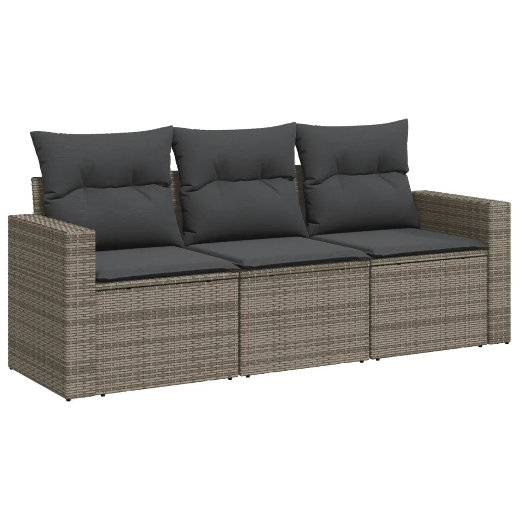 Salotto da Giardino-Set Divani da Giardino 3 pz con Cuscini Grigio in Polyrattan 208441