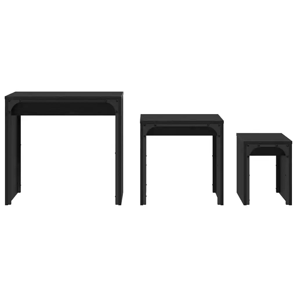 Tavolino da salotto 3 pcs Rovere Nero Legno multistrato