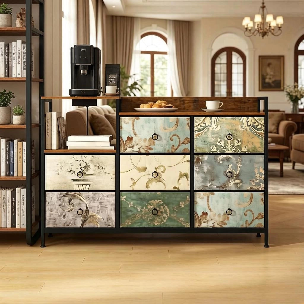 Cassettiera con 8 cassetti; prese e USB - per ingresso - 132 x 29 x 88 cm - multicolore