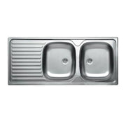 LAVELLO INOX INCASSO 116X50CM 2 VASCHE CON GOCCIOL