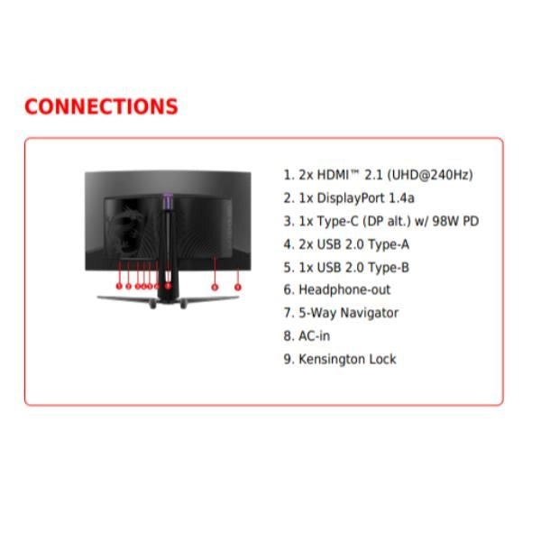 Msi mpg 321curx qd-oled monitor pc 80 cm (31.5") 3840 x 2160 pixel 4k ultra hd nero - 9S6-3DD64T-001